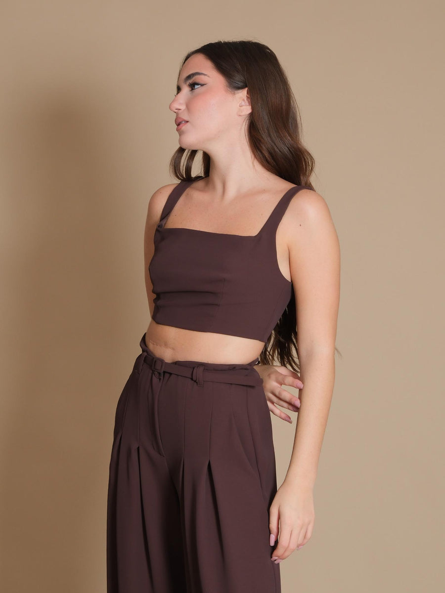 Crop top Imperial ebano con scollo quadrato e spalline RFW8IJX EBANO Imperial 