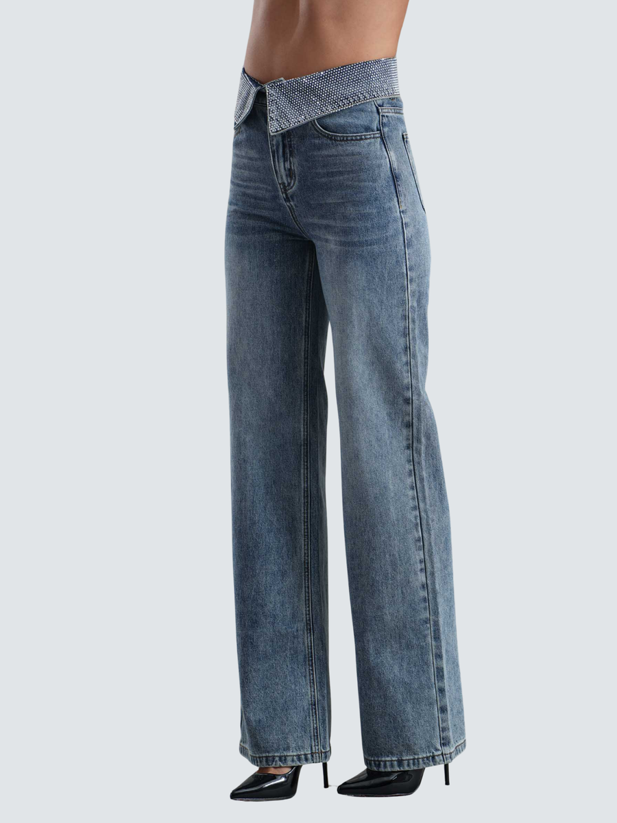 Jeans "Ori" TwentyFourhaitch grigio e blu con microstrass ORI BLU TwentyFourhaitch 