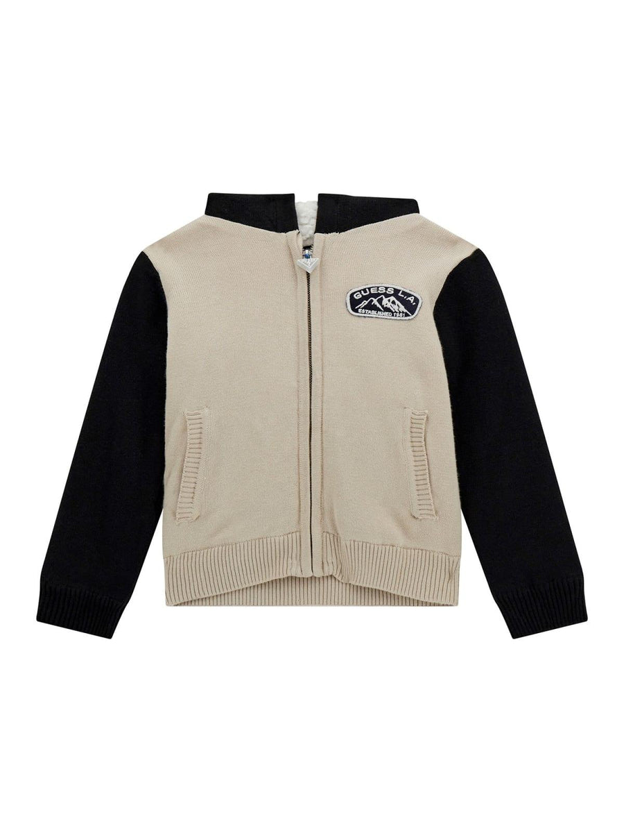Felpa Guess in maglia full zip beige e nera N4BR06Z2NN0 A90F Guess 