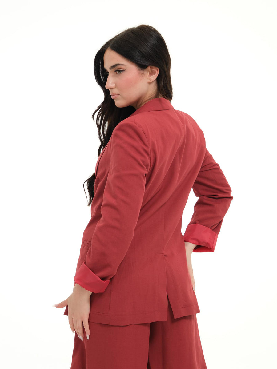 Blazer monopetto Vicolo rosso in misto lino TD1733 DU69 Vicolo 
