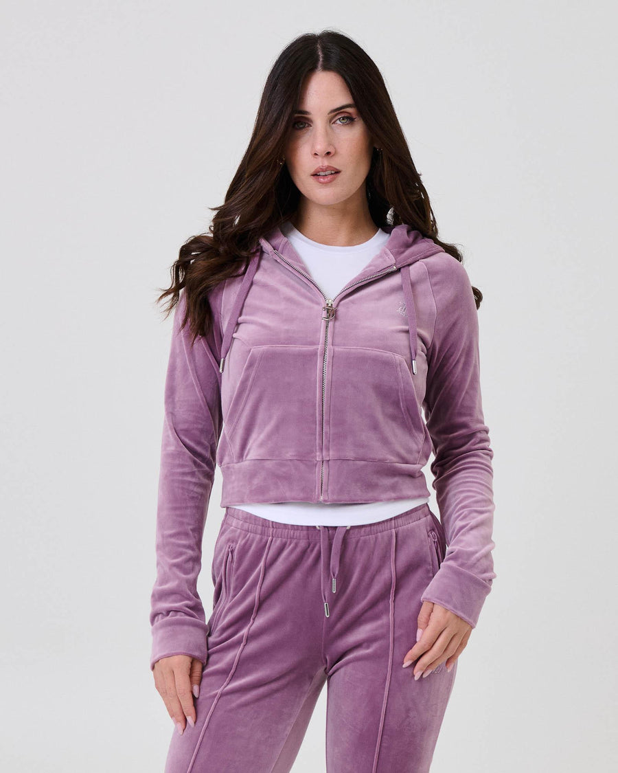 Felpa in velluto Juicy Couture viola con logo in strass VIJH70698WPF PG4 Juicy Couture 
