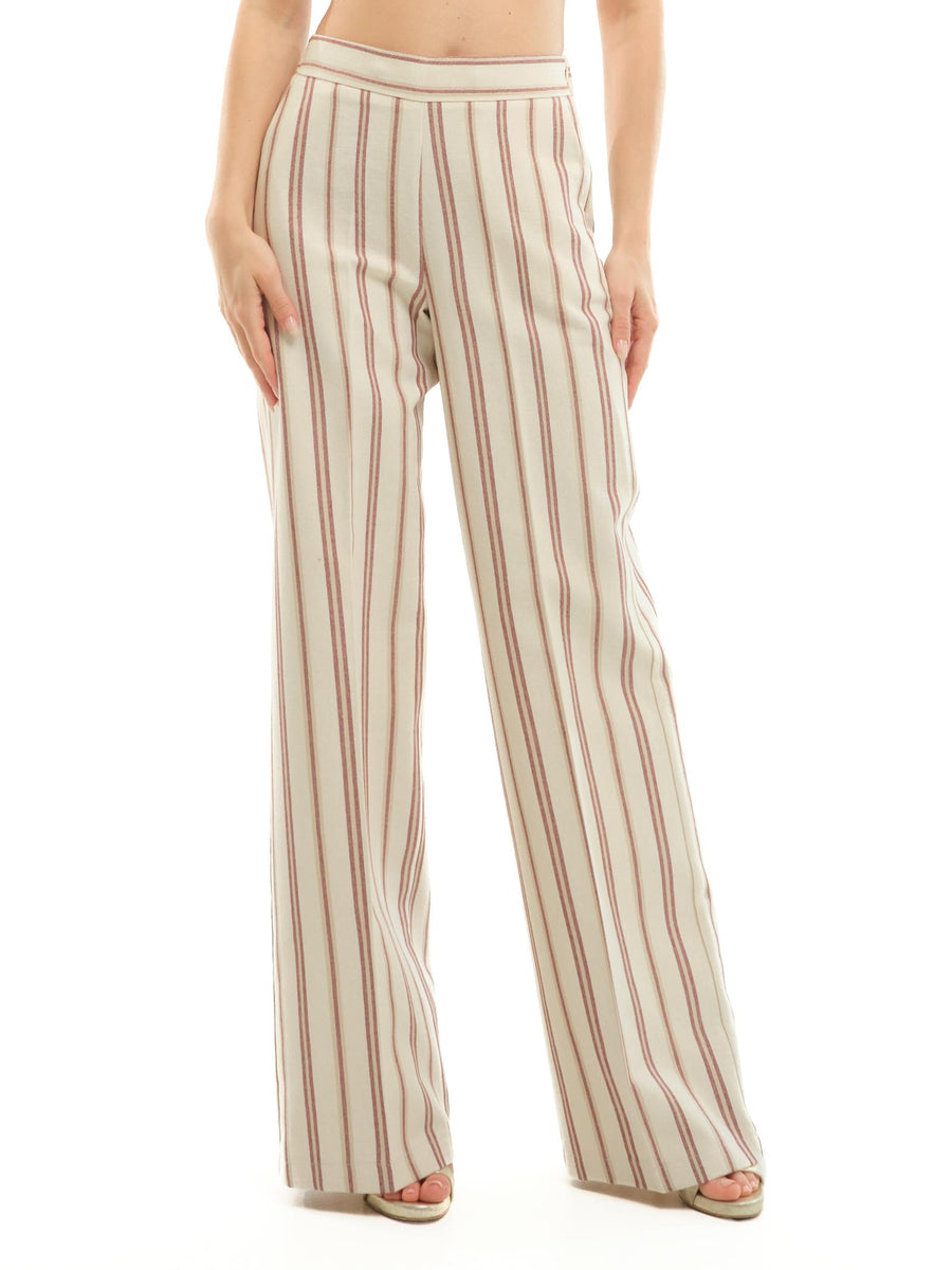 Pantalone a gamba ampia Imperial beige a righe rosa P9990076T BEIGE/ROSSO Imperial 