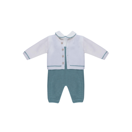 Completo con cardigan Marlù bianco e verde salvia IN6631 C26SA Marlù 