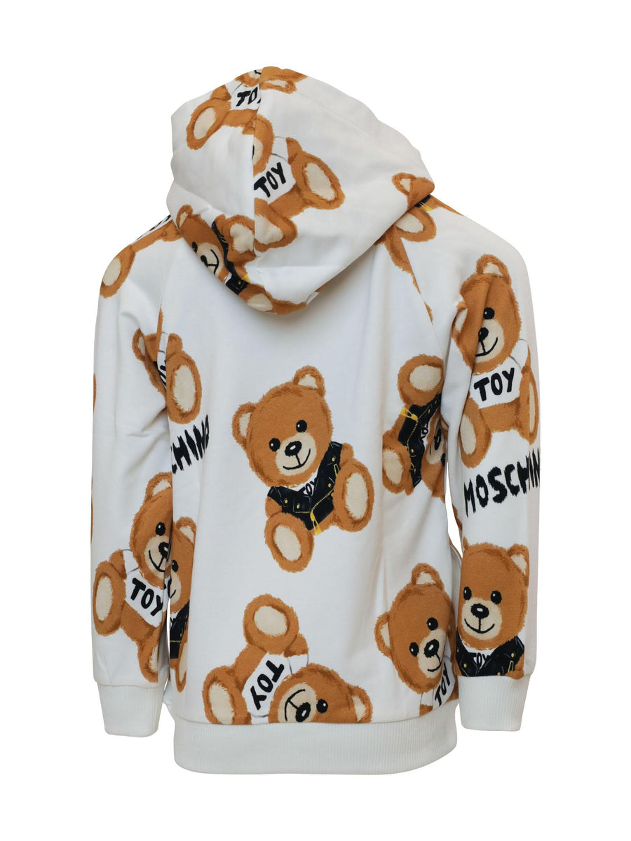 Felpa bianca con teddy all over HUF067LDB1A 82580 Moschino 