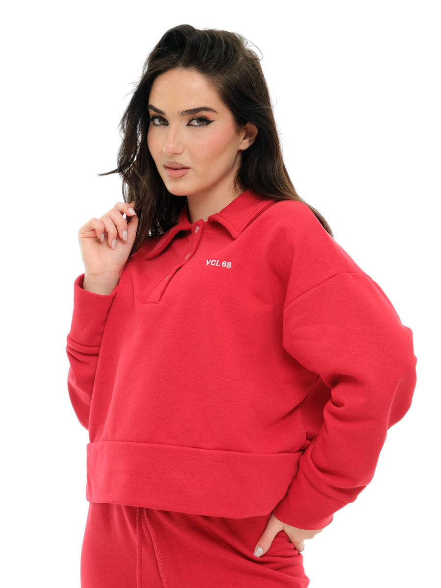 Felpa Vicolo rossa con ricamo "VCL58" RD0257 ROSS Vicolo 