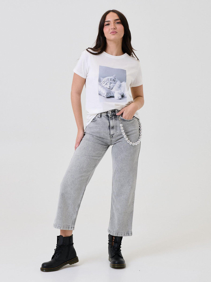 Jeans "Icon Kate" Vicolo grigio con catena DF5137 GRIGIO Vicolo 