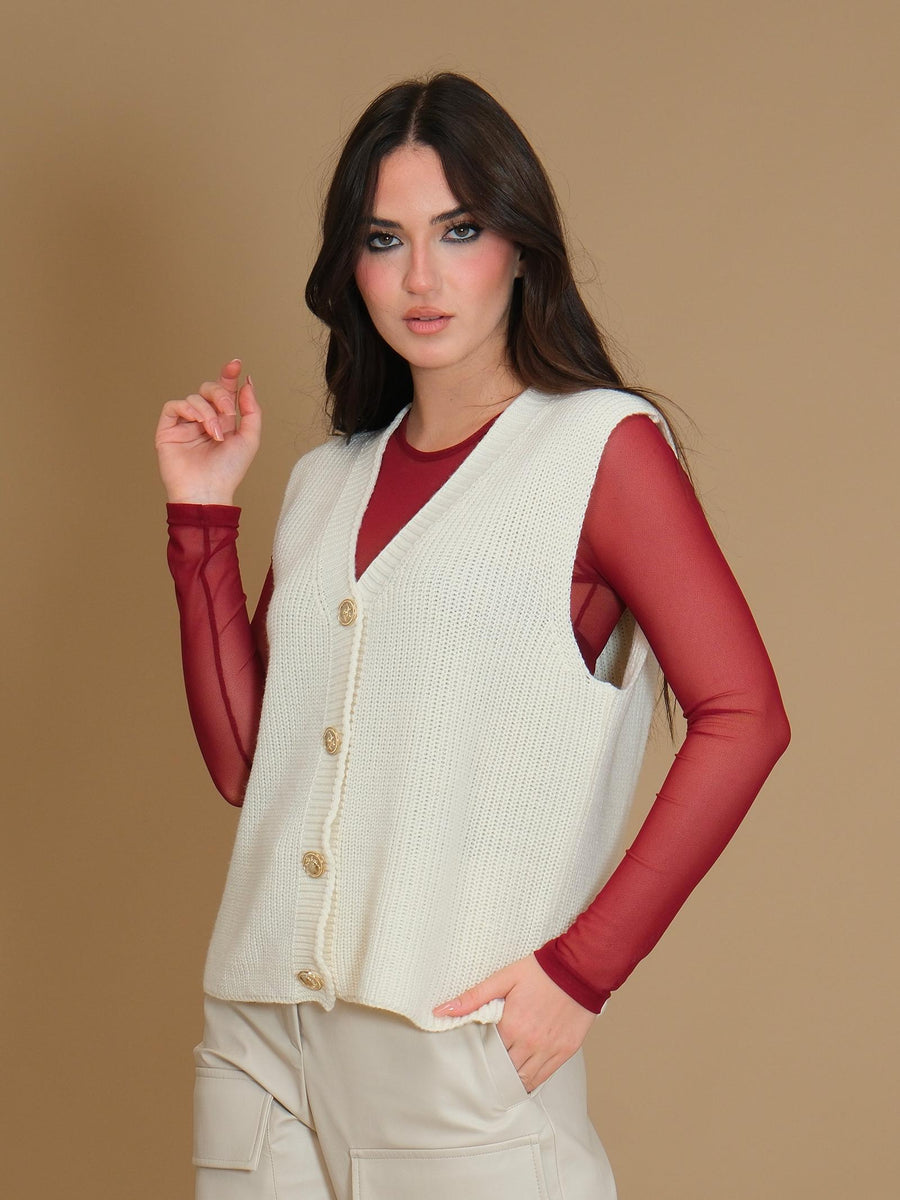 Gilet dubai Silence Limited in lana bianco 17301 OFF WHITE Silence Limited 