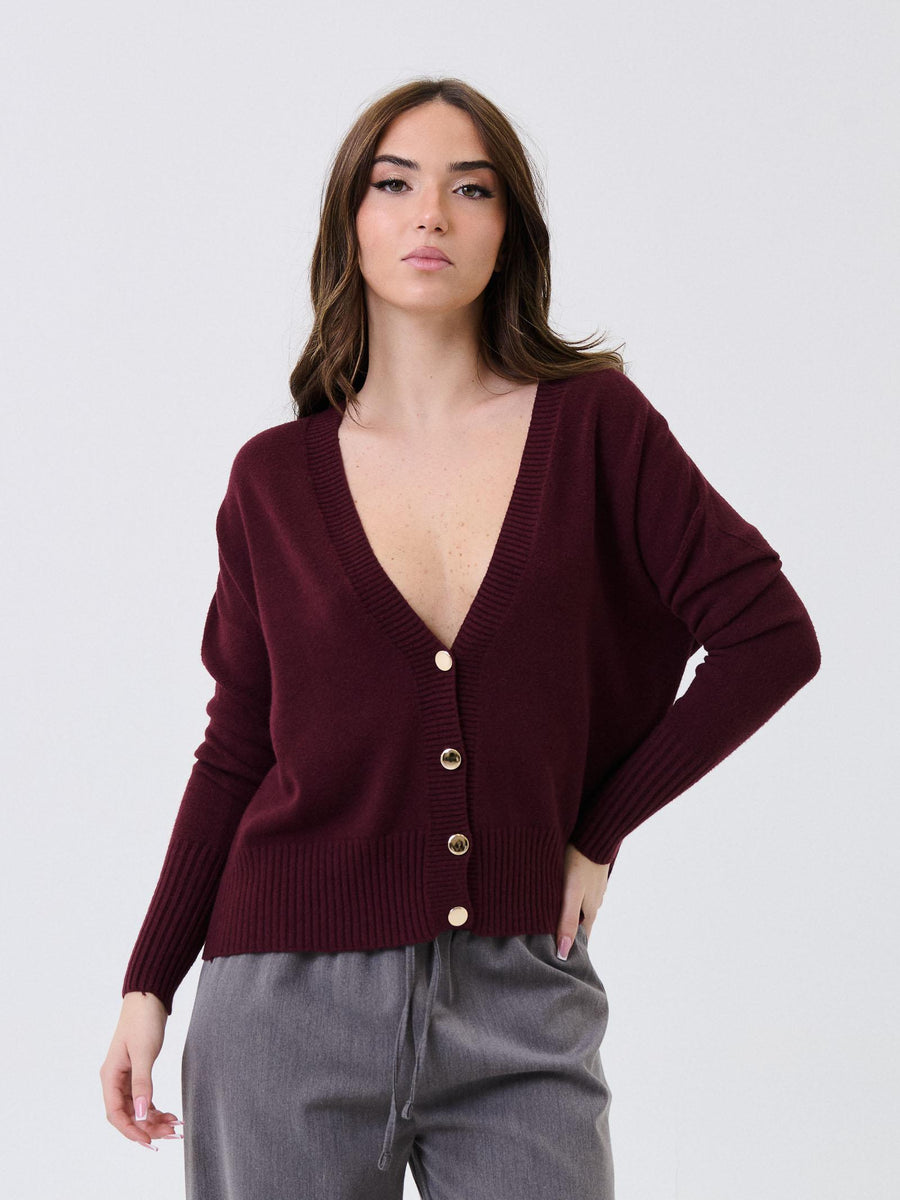 Cardigan Armoire vino con bottoni dorati IT1415 VINO Armoire 
