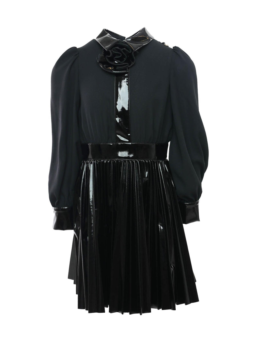 Abito nero con gonna in vinile AB439GA35 N019 Elisabetta Franchi 