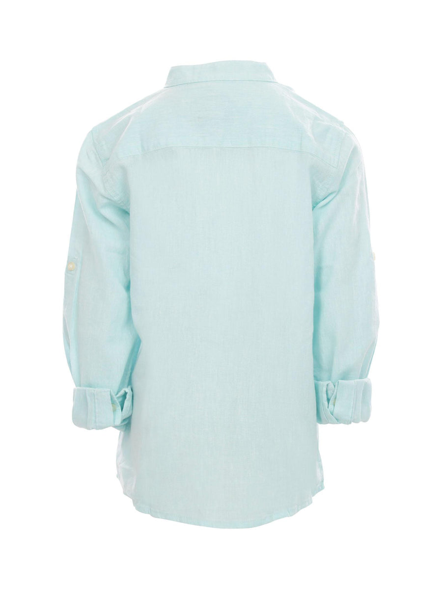 Camicia a manica lunga azzurra in misto lino e cotone CMD4106J CIELO Dan John 