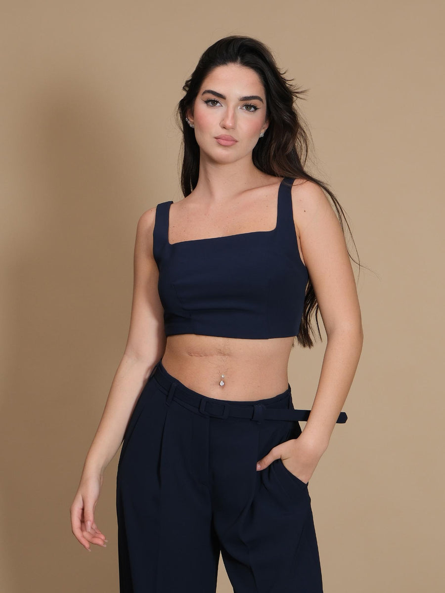 Crop top Imperial blu con scollo quadrato e spalline RFW8IJX BLU Imperial 