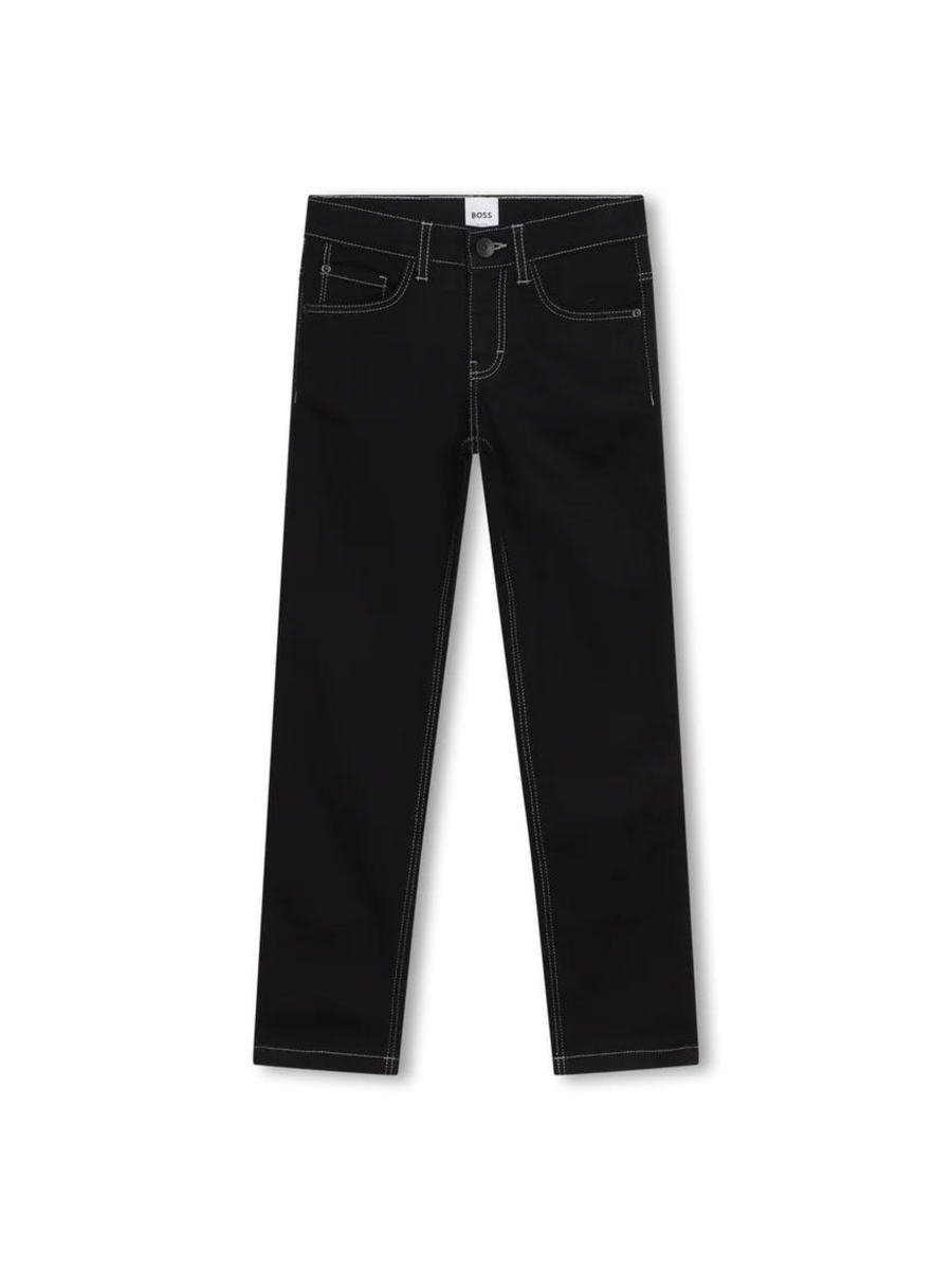 Pantaloni neri 5 tasche con logo J24875 Z11 Boss 