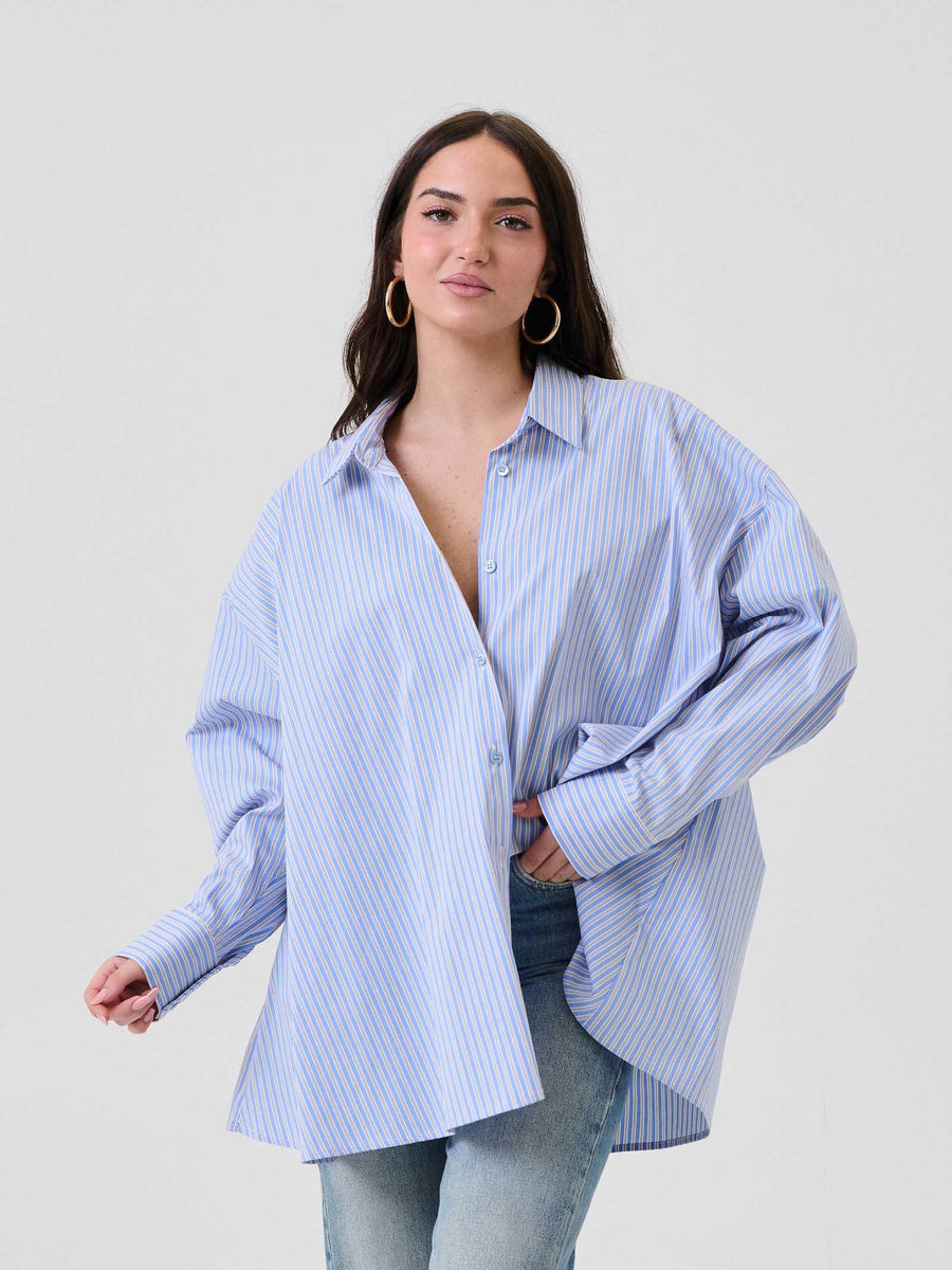 Camicia over Vicolo a righe azzurra TF0301 UNI Vicolo 