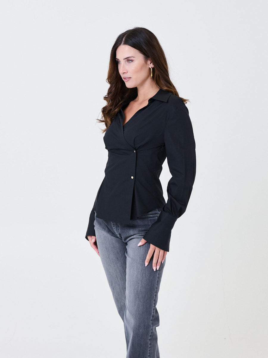 Camicia asimmetrica Imperial nera con chiusura laterale CNC5KFP NERO Imperial 