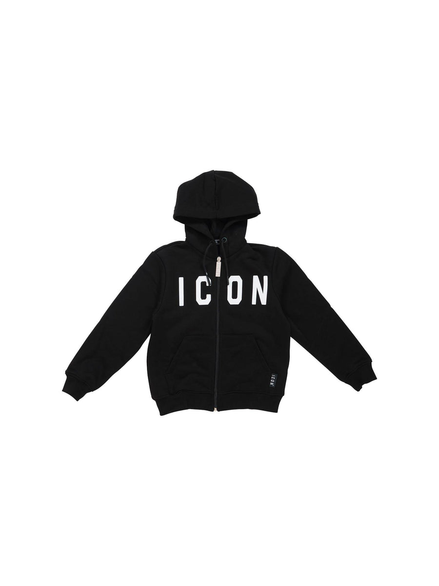 Felpa con zip Icon nera W00751 NERO Icon 