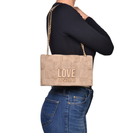Borsa a spalla Love Moschino beige effetto patchwork JC4122PP0NKB 110A Love Moschino 