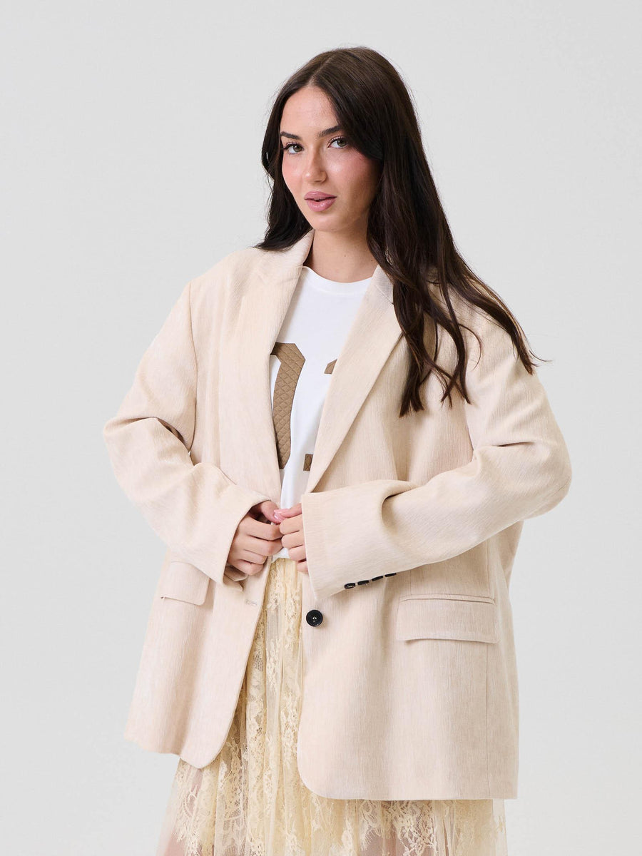 Blazer monopetto Vicolo panna in vellutto effetto fiammato TF0654 PANNA Vicolo 