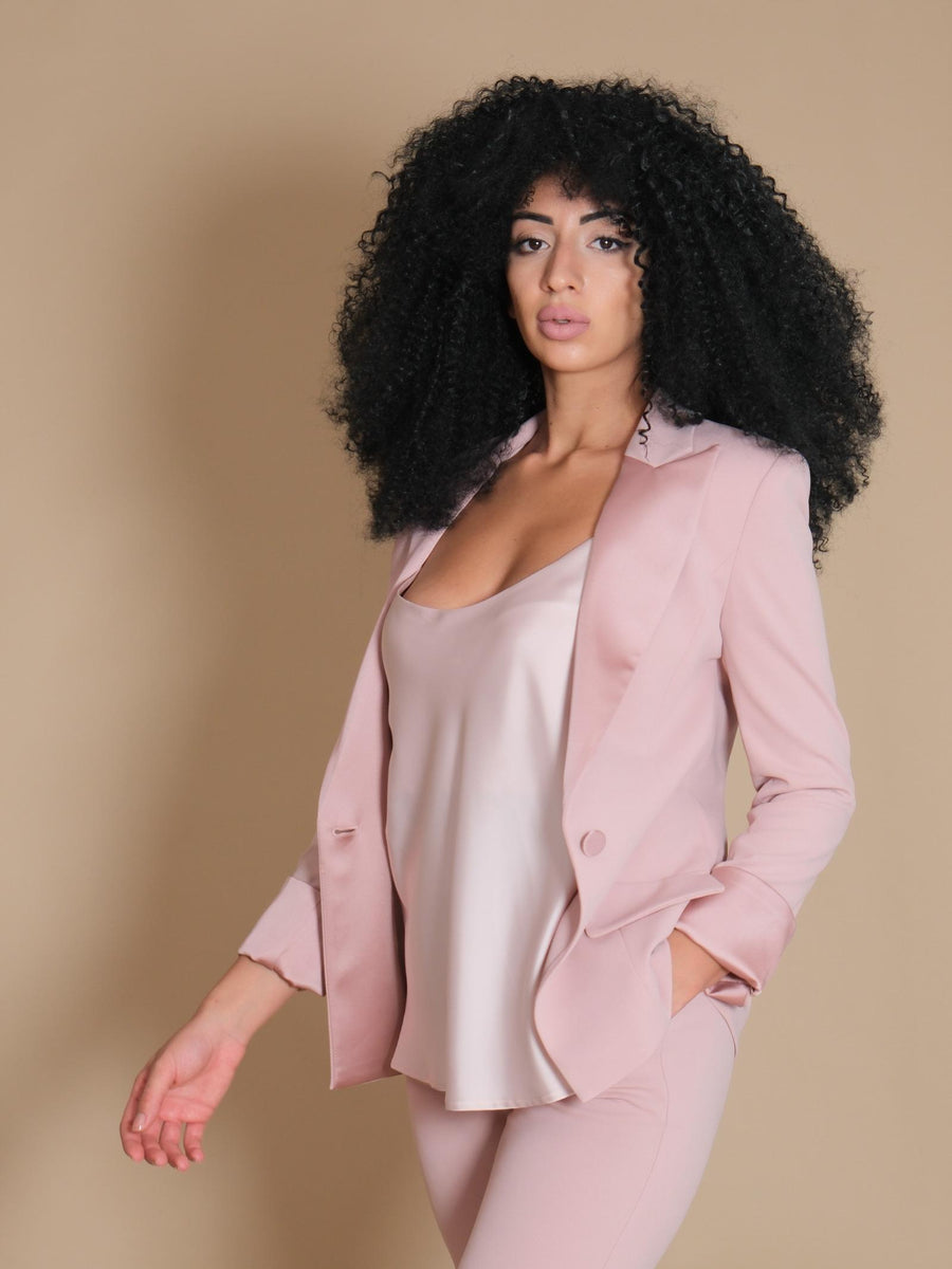 Giacca Imperial rosa cameo monopetto con rever in raso JAH4IAW CAMEO Imperial 