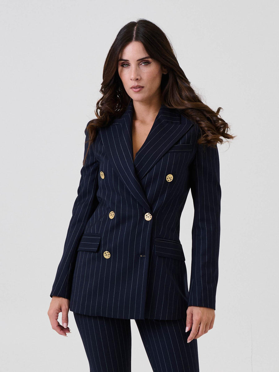 Giacca doppiopetto Silence Limited blu navy a righe SD5065 NAVY Silence Limited 