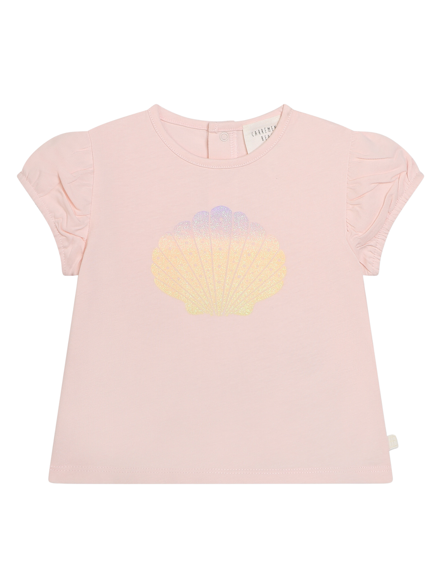 T-shirt rosa stampa conchiglia glitterata Y30119 43B Carrement Beau 