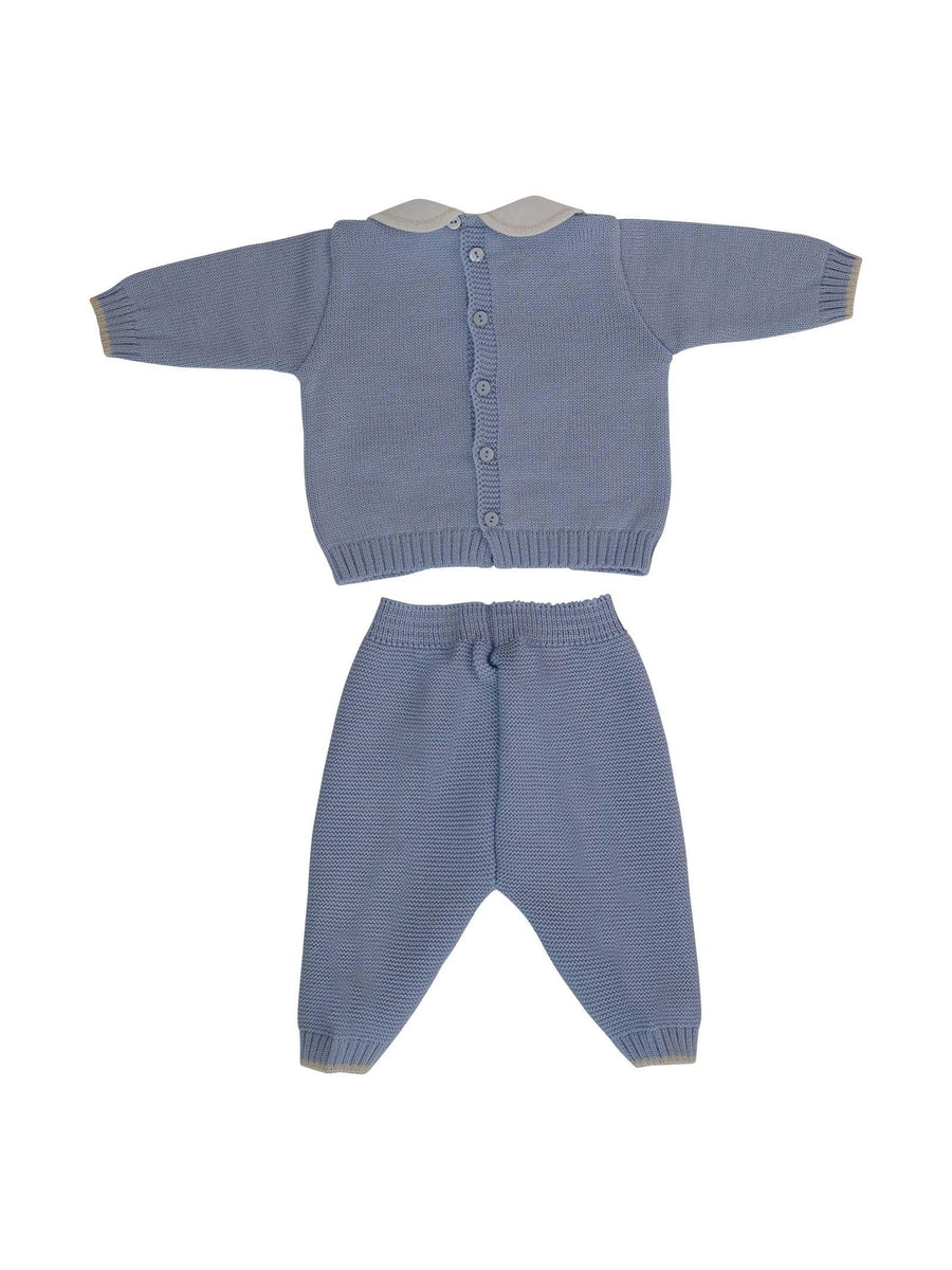 Completo due pezzi azzurro polvere con orsetto IF5250 4PNAT Marlù 