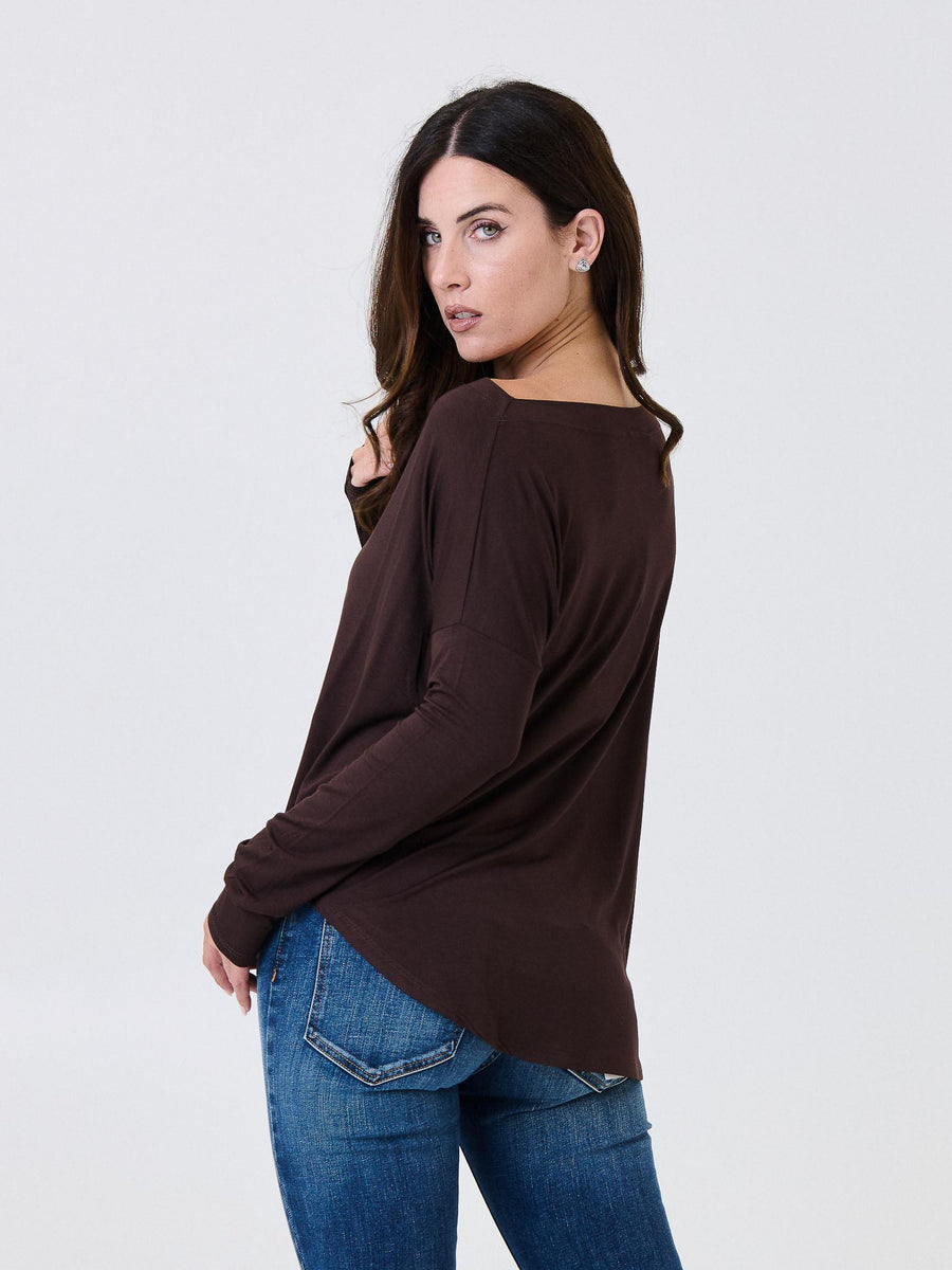 Maglia a maniche lunghe Kontatto mogano con scollo a barca MR5003C MOGANO kontatto 