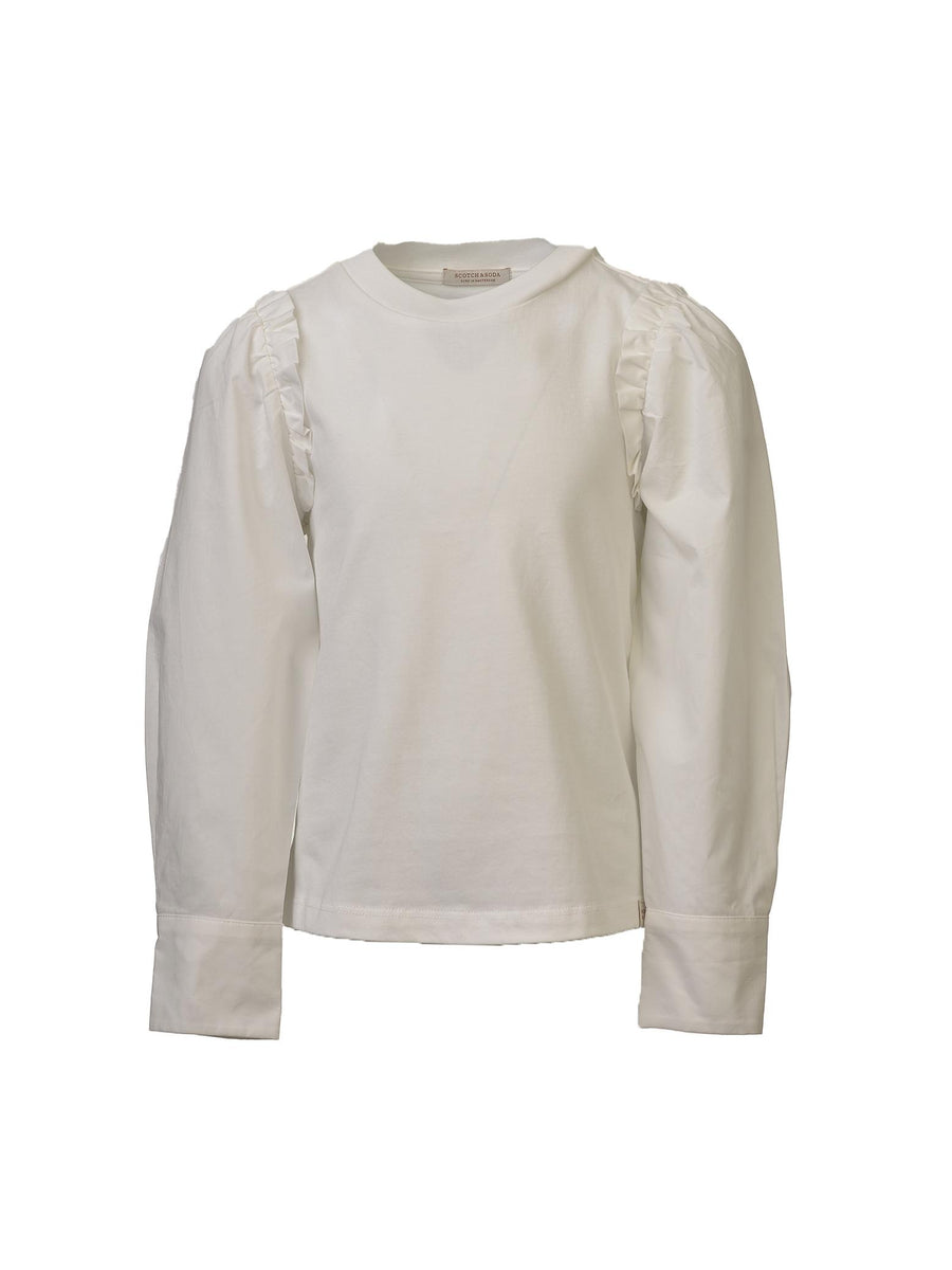 Maglia bianca con ruches 163019 0001 Scotch & Soda 