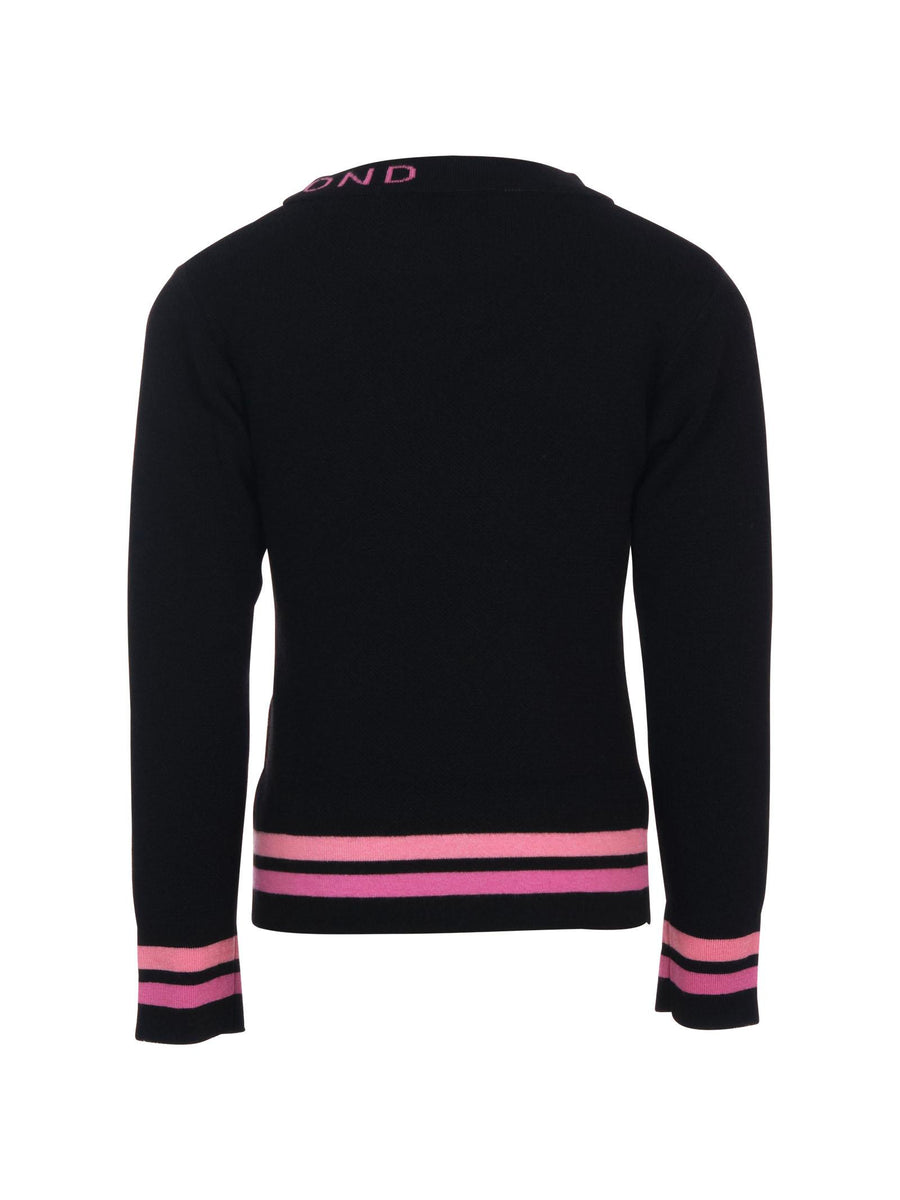 Maglia a costine John Richmond nera con logo fucsia RGA25214MA BLACK John Richmond 