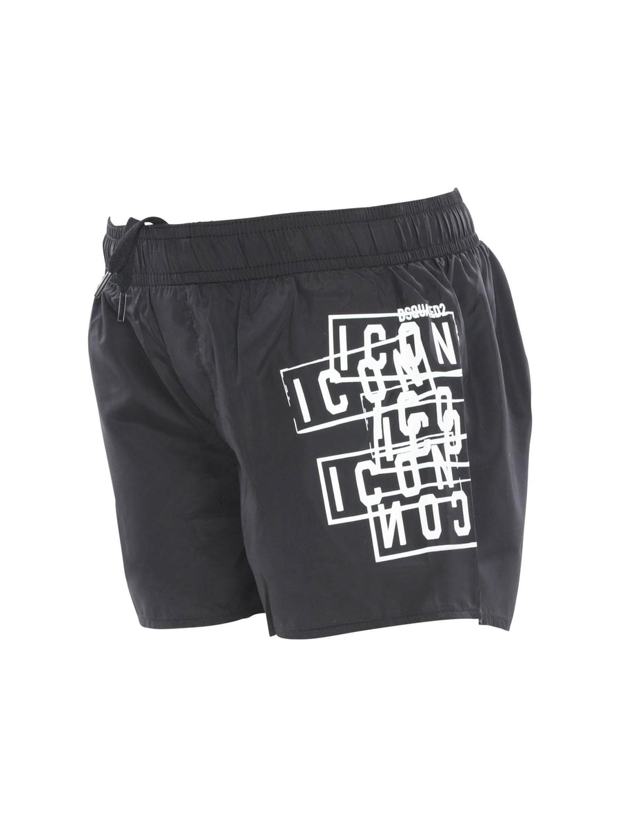 Costume shorts nero con stampa laterale bianca DQ2326 DQ900 Dsquared 