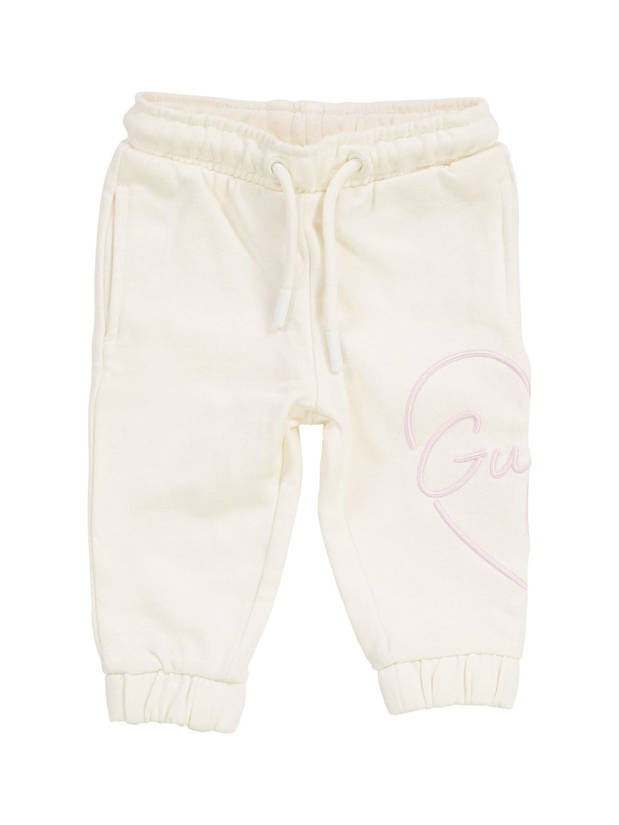 Pantaloni tuta Guess panna con cuore e logo rosa ricamati K4YQ15KA6R4 G012 Guess 