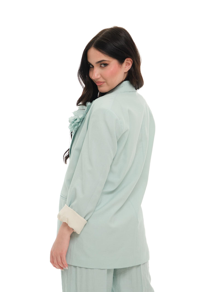 Giacca a 3/4 Imperial verde menta con spilla maxi fiocco J9990027T VERDE MENTA Imperial 