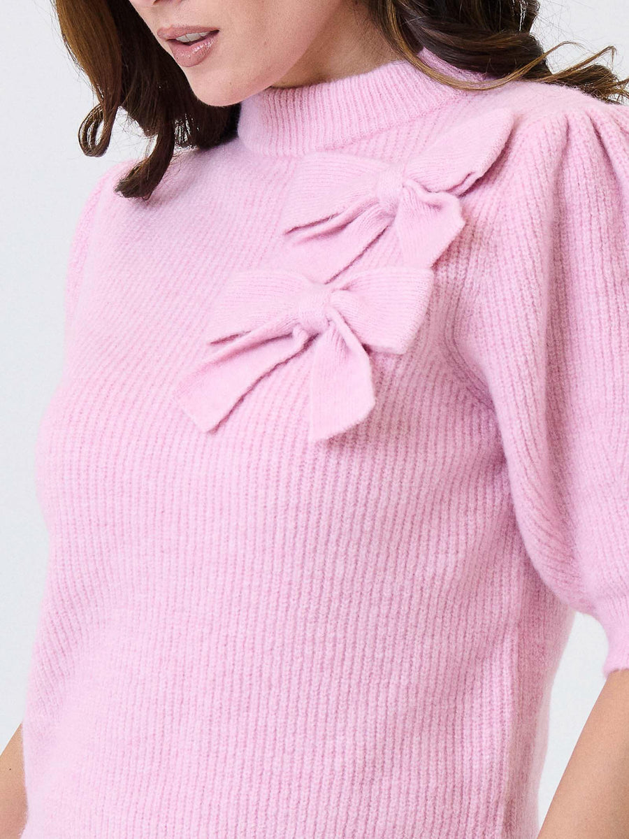 Maglione a mezze maniche a palloncino Kontatto rosa con fiocco 3M0931C PINK kontatto 