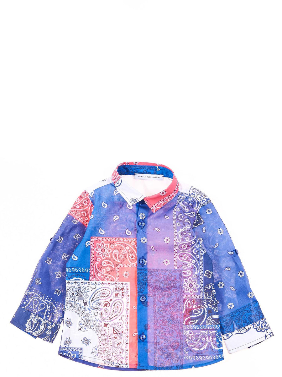 Camicia blu con stampa bandana C0561 BLUETTE Alessandrini 