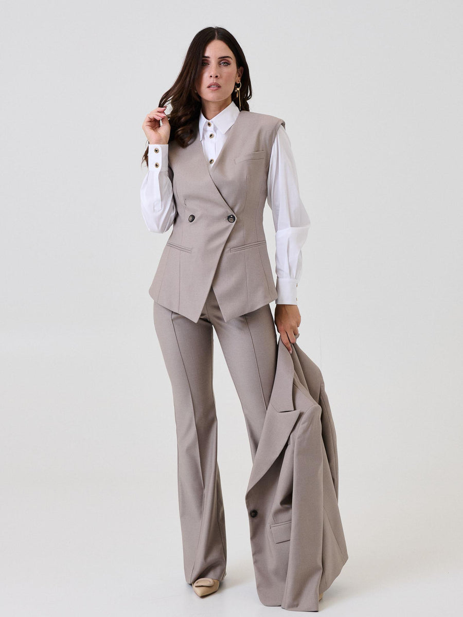 Gilet strutturato Bohoemian Vì taupe doppiopetto SDBO5013 TAUPE Bohemian V 