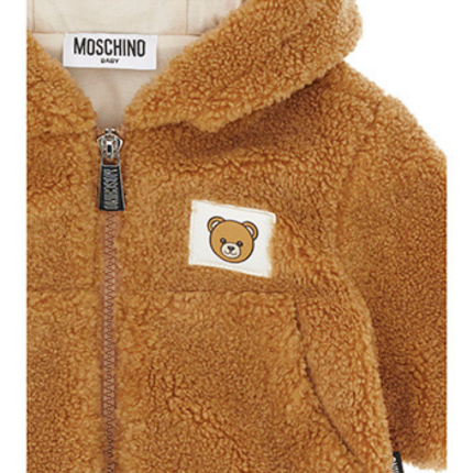 Giubbino teddy Moschino marrone con patch orsetto sul petto MUA008 20351 Moschino 