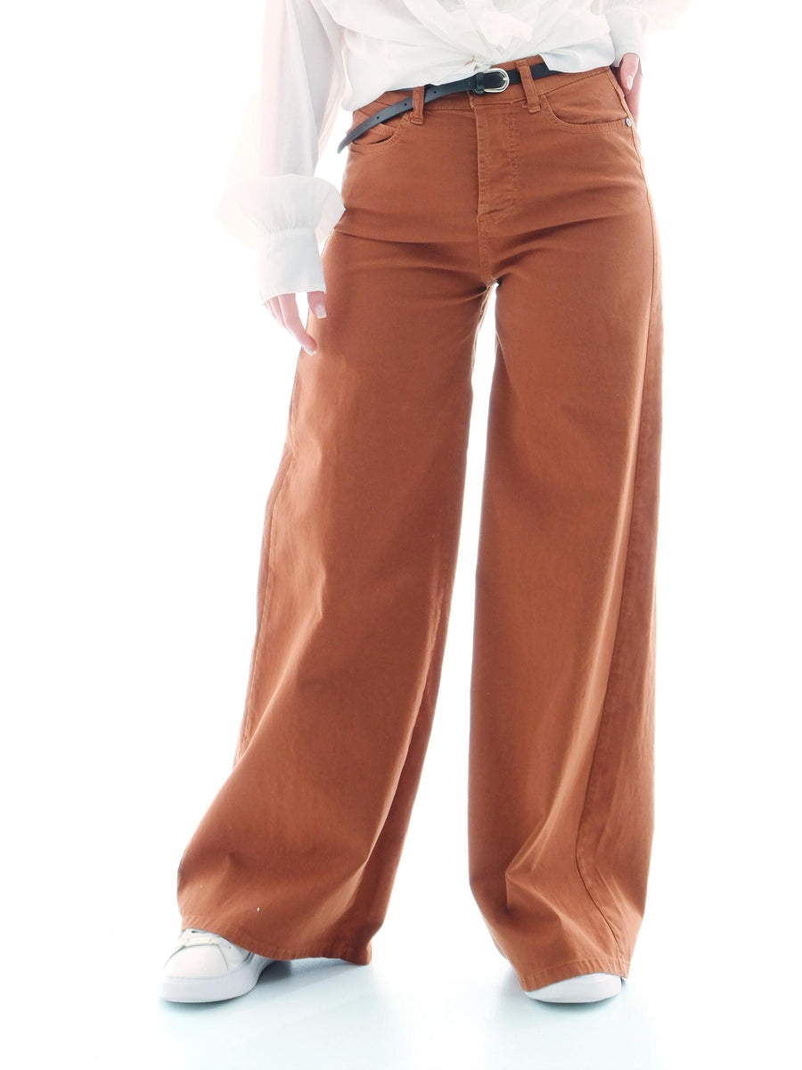 Jeans a zampa Please tabacco con cinturino P3CPCV9N3N TABACCO Please 