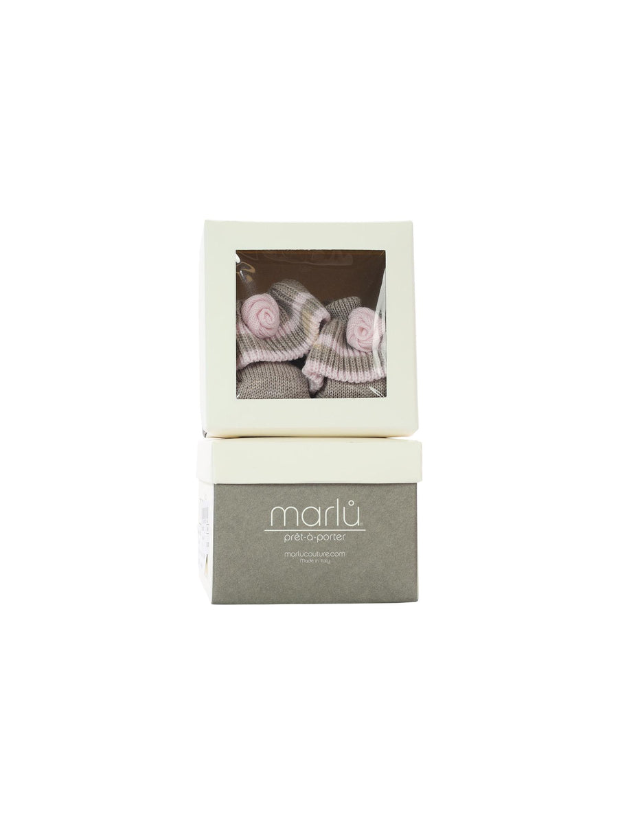 Babbucce tortora con rosa applicata IG23S C3803 Marlù 