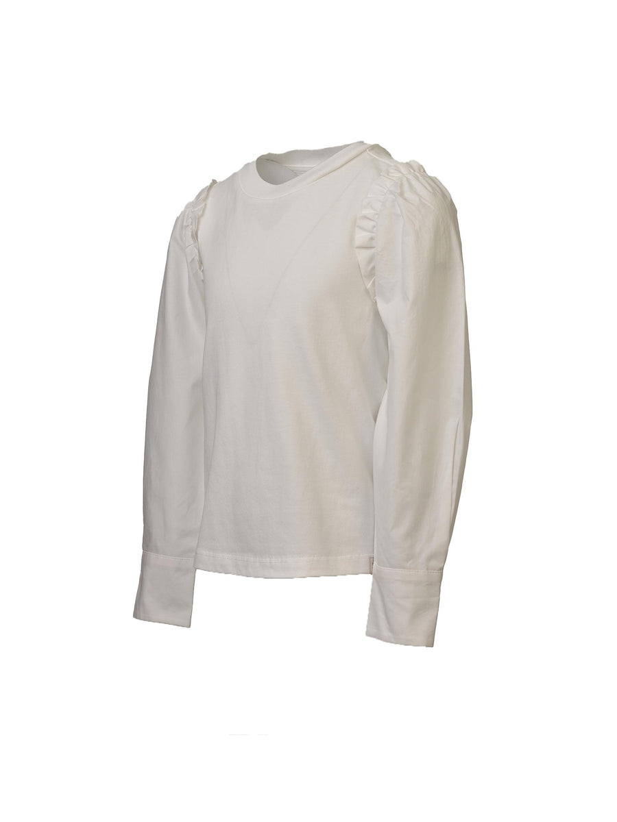 Maglia bianca con ruches 163019 0001 Scotch & Soda 