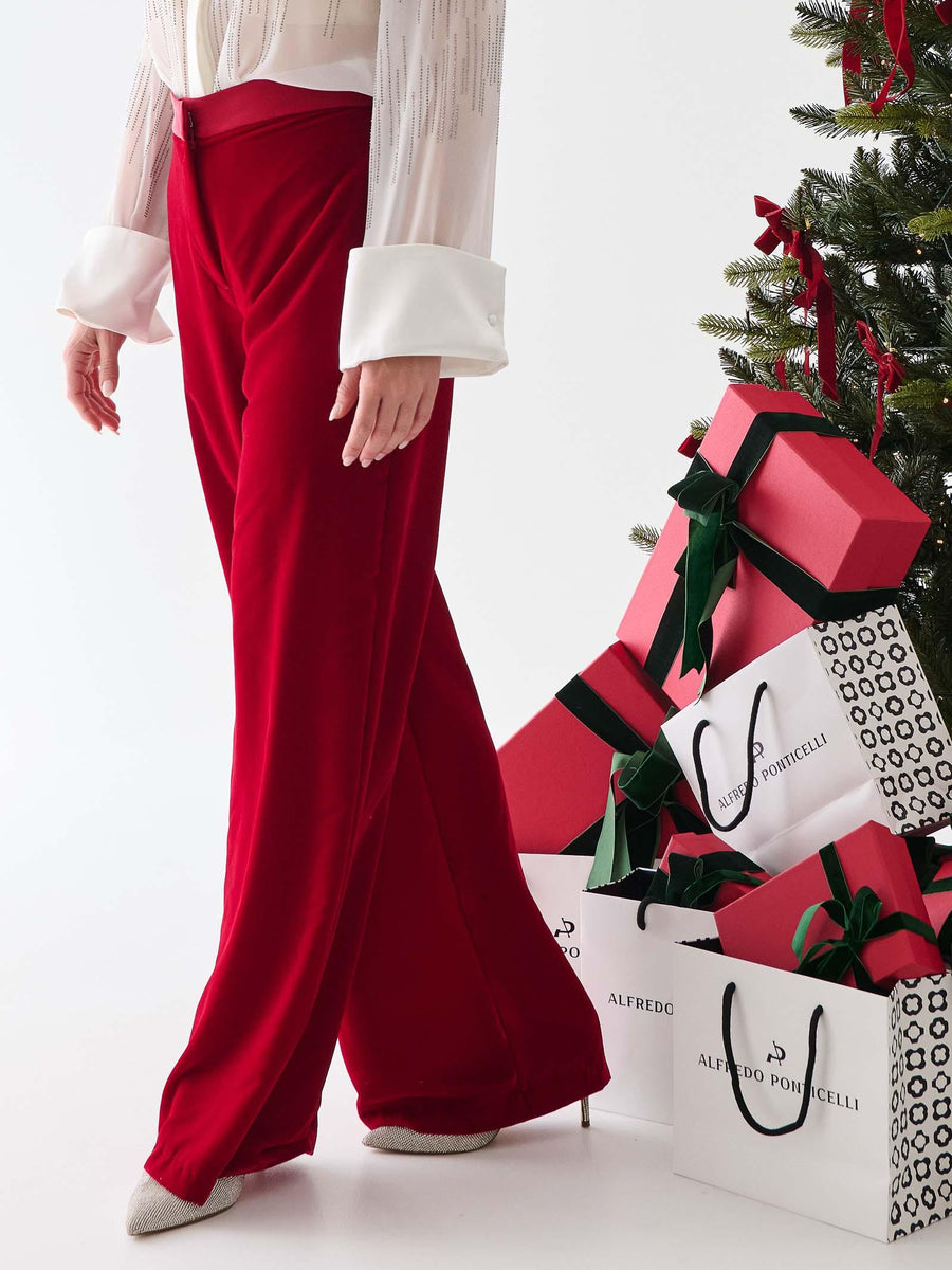 Pantalone in velluto Silence Limited bordeaux a zampa PA2217 DARKRED Silence Limited 