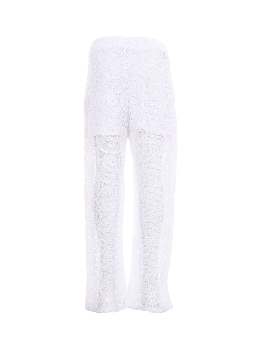 Pantalone Twinset bianco con ricami in pizzo all over 251GJ2QR4 00808 Twinset 