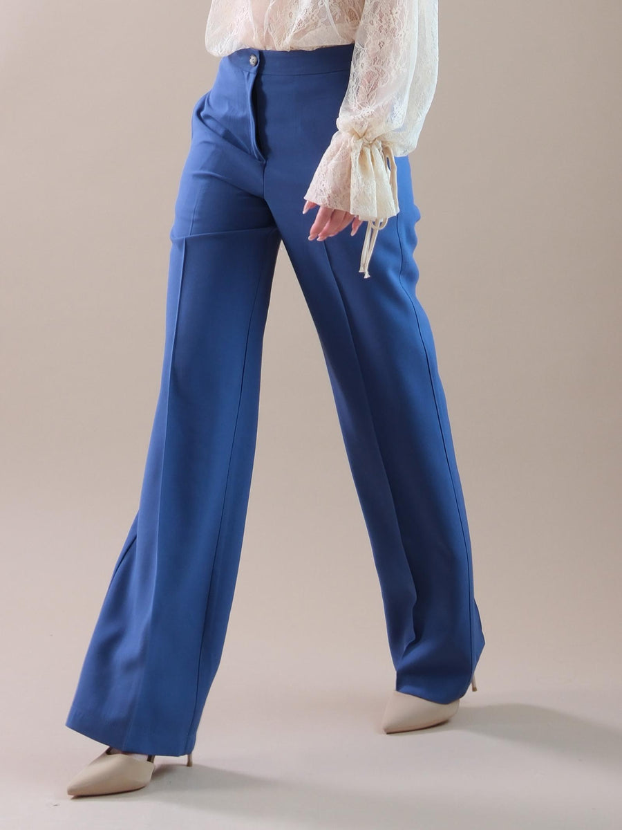 Pantaloni dritti blu royal TB0049 BLU Vicolo 