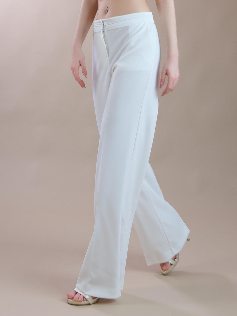 Pantaloni a palazzo bianco latte con fascia in raso P4S6HAWC LATTE Imperial 