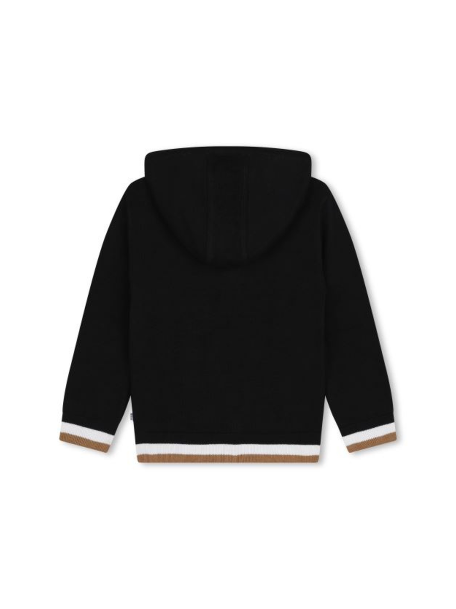 Felpa Boss nera logo stampato cappuccio e zip J51124 09B Boss 