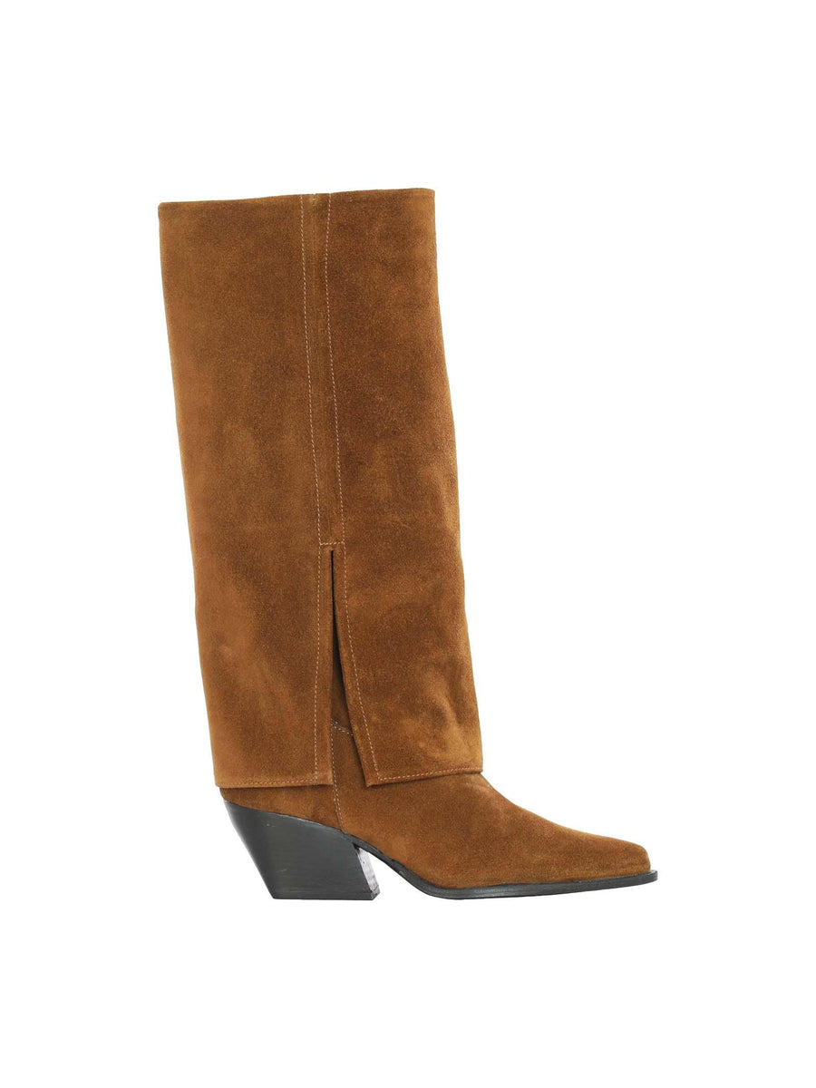 Stivale tubulare in camoscio cuoio texano con risvolto MEXICO CUO Gisel Moirè 