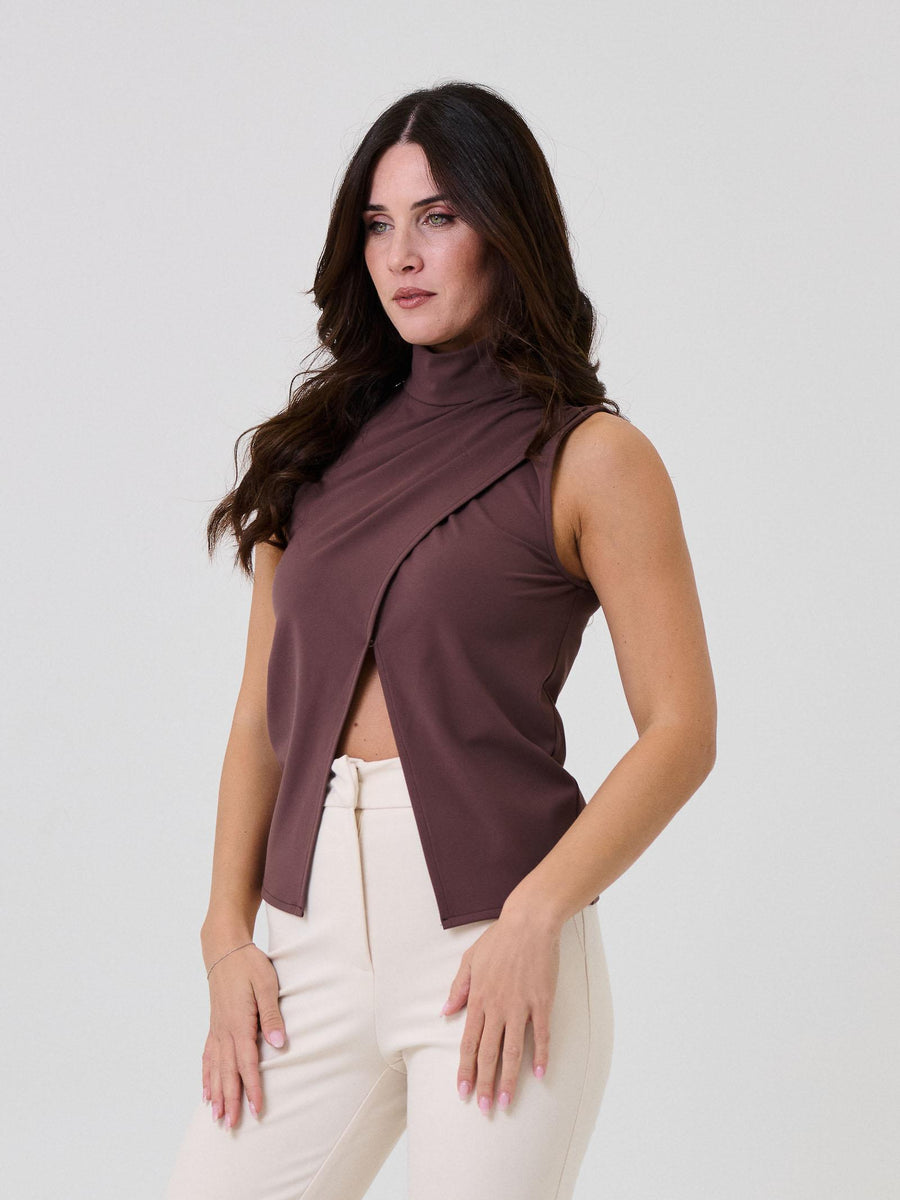 Top a portafoglio Silence Limited marrone con drappeggio SLMA008 MAROON Silence Limited 