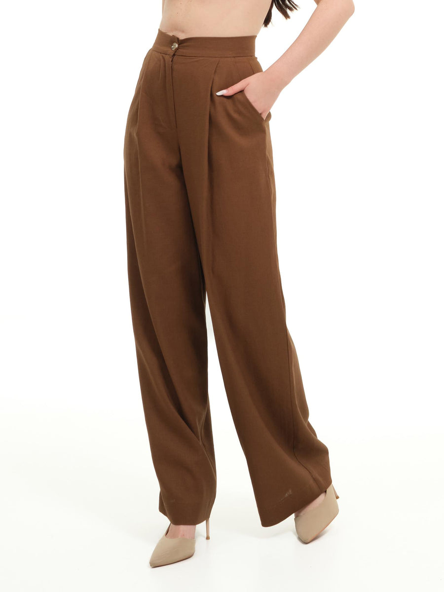 Pantaloni Armoire in misto lino cioccolato PL01L MORO Armoire 