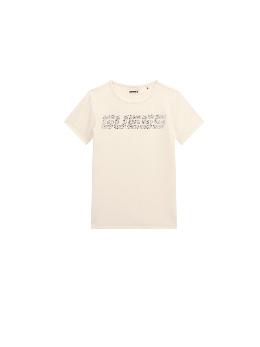 T-Shirt Guess bianca con logo in strass J5YI42KCIV1 G6K5 Guess 