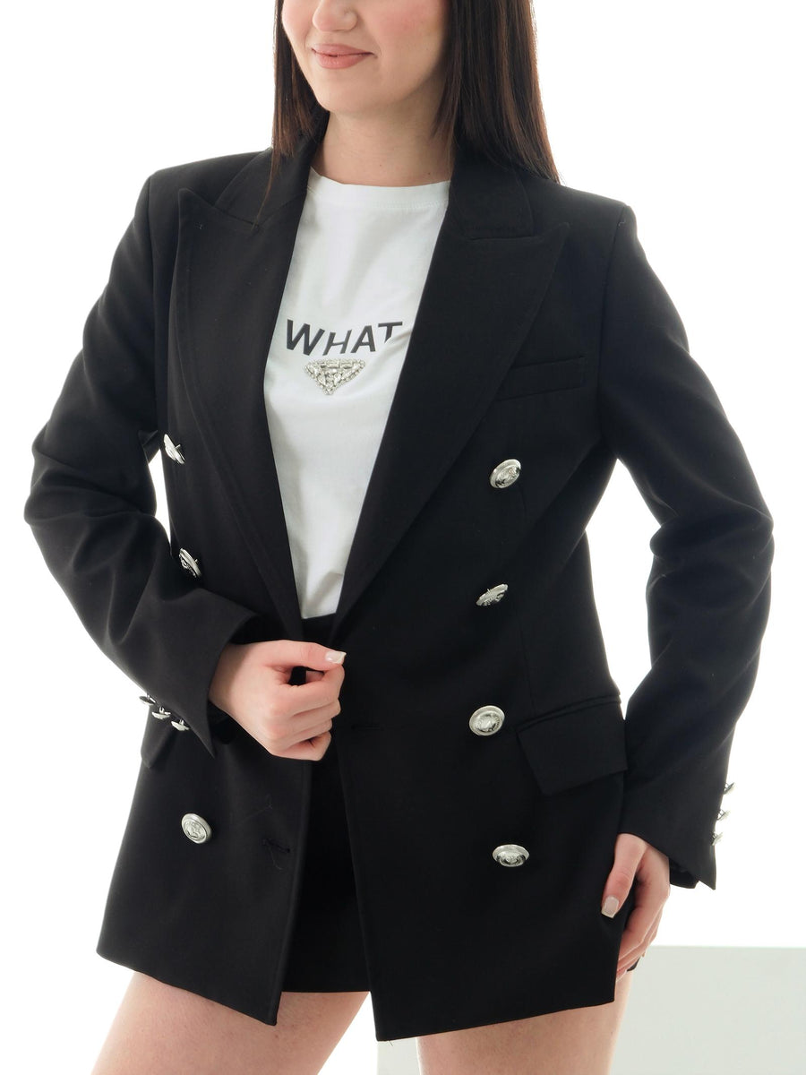 Blazer doppiopetto Vicolo nero con bottoni logati TD1087 NE Vicolo 