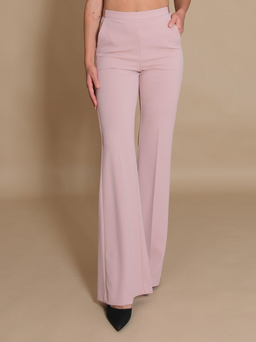 Pantalone Imperial rosa cameo svasati con dettagli in raso P3E9IAW CAMEO Imperial 