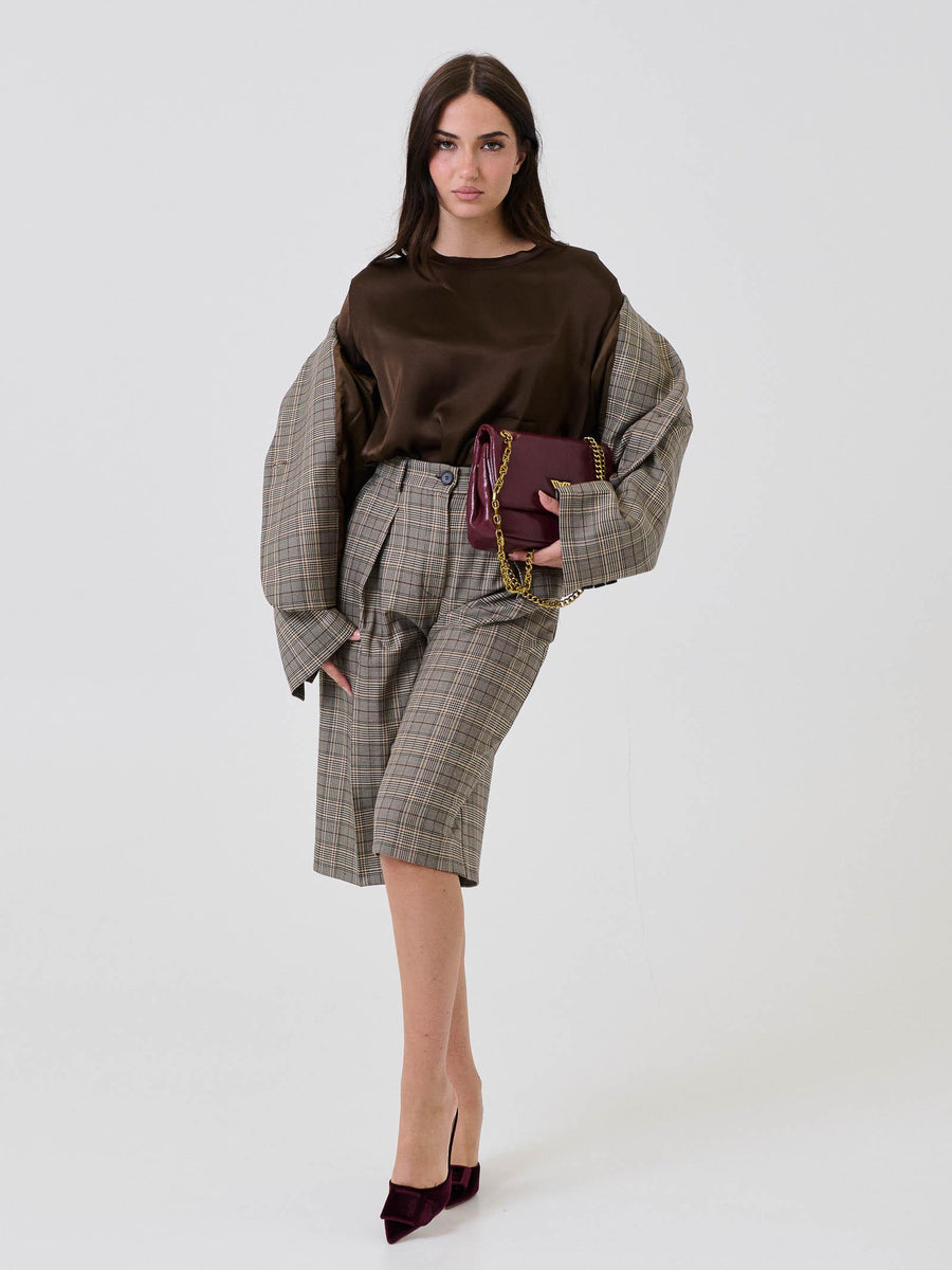 T-Shirt a maniche lunghe Vicolo marrone effetto seta TF0244 MARRONE Vicolo 